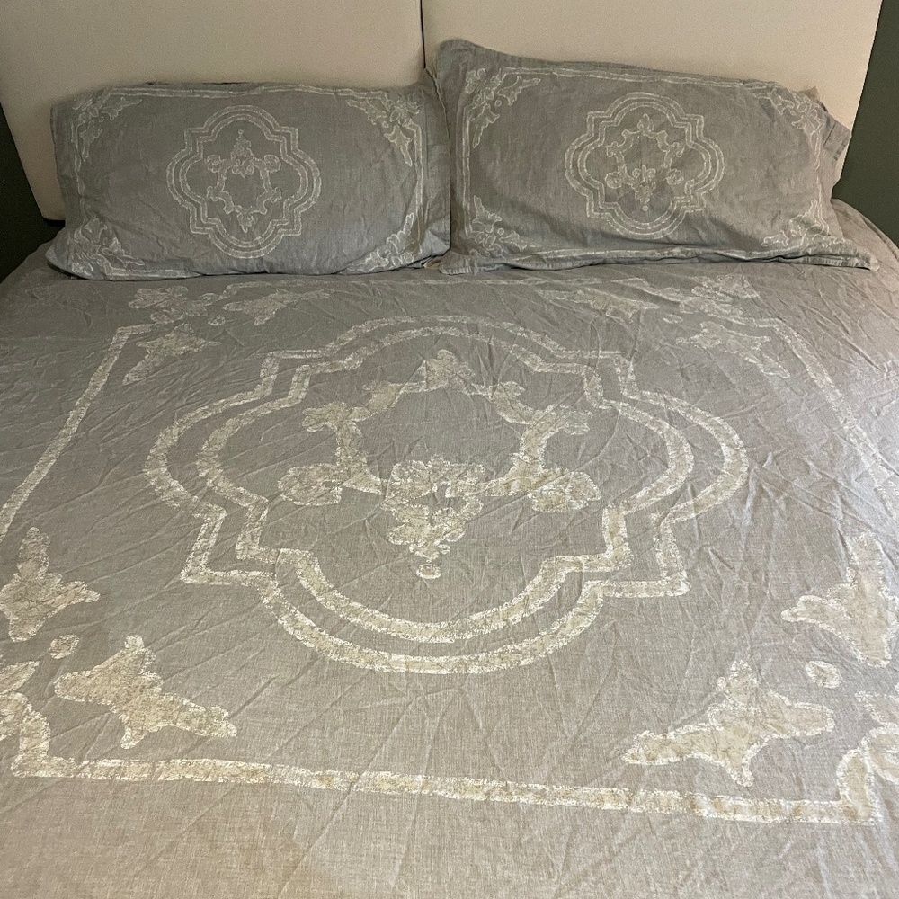 Restoration Hardware Italian Baroque Medallion king duvet and two shams - Picture 1 of 5